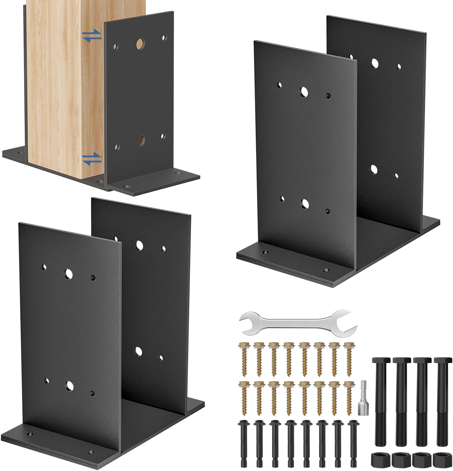 Detatchable Post Connection 4/6 Inch Universal Post Base Fence Post Anchor Bracket, Stainless Steel ...