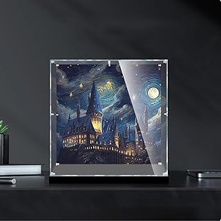 Dustproof Acrylic Display Box Compatible with Lego 75954 Lobby Model Display Case, Dustproof Box, Storage Box, Display Box (Only Display Box) (Black Base+Back Spray)