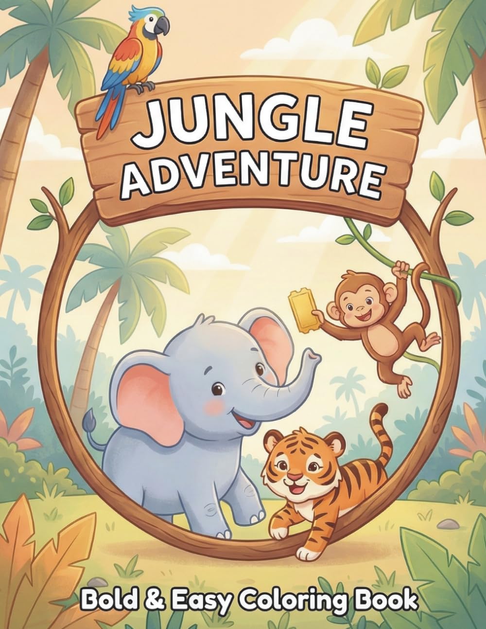 Jungle Adventure: Bold & Easy Coloring Book