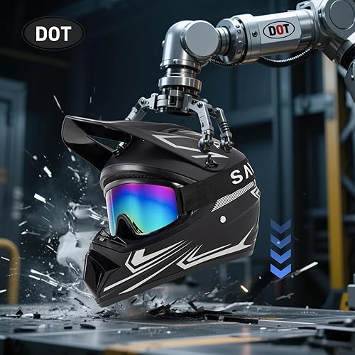 Miniatura 4 de Juego de 4 cascos de motocross para niños y jóvenes, juego de 4 piezas de cascos de motocicleta de cara completa para niños aprobados por DOT, ATV,