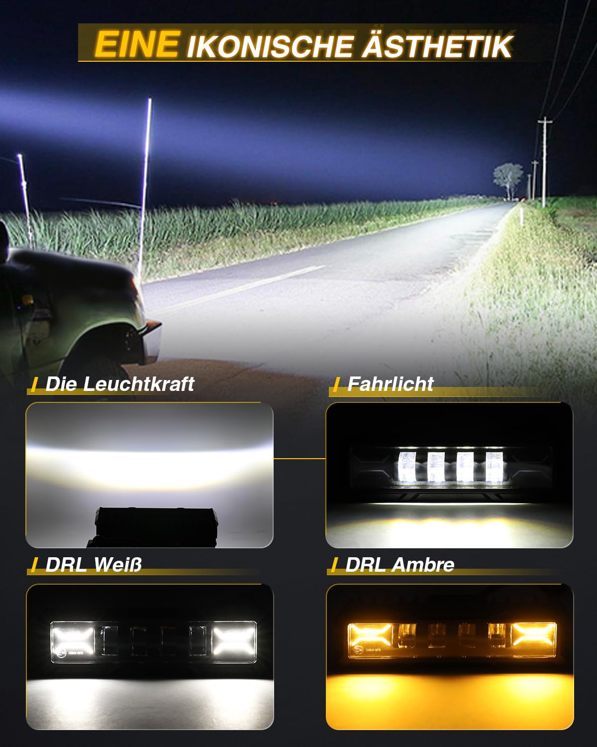 CO LIGHT 6 Zoll Arbeitsscheinwerfer mit DRL, Auto LED Zusatzscheinwerfer 12V 24V für Offroad PKW LKW Traktoren SUVs ATVs UTVs. (Driving Beam)