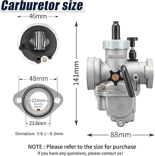 Miniatura 2 de NIBBI Carburador PE22mm para motor de motocicleta con brida de 110 cc - 130 cc con chorros de carbohidratos para motocross Mini Bike Apollo TaoTao