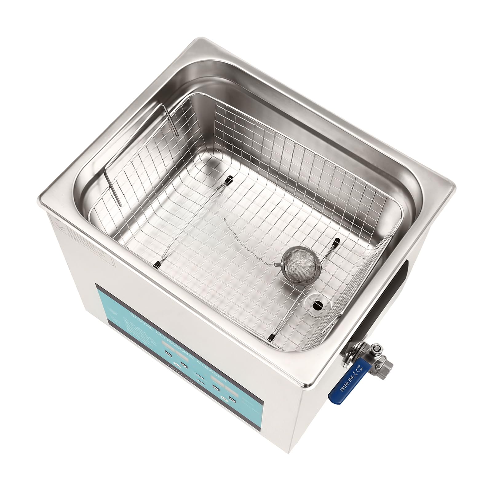 Pulitore ad ultrasuoni professionale con cestello riscaldante, timer digitale, pulitore ad ultrasuoni, con timer di riscaldamento, in acciaio inox, 40 KHz