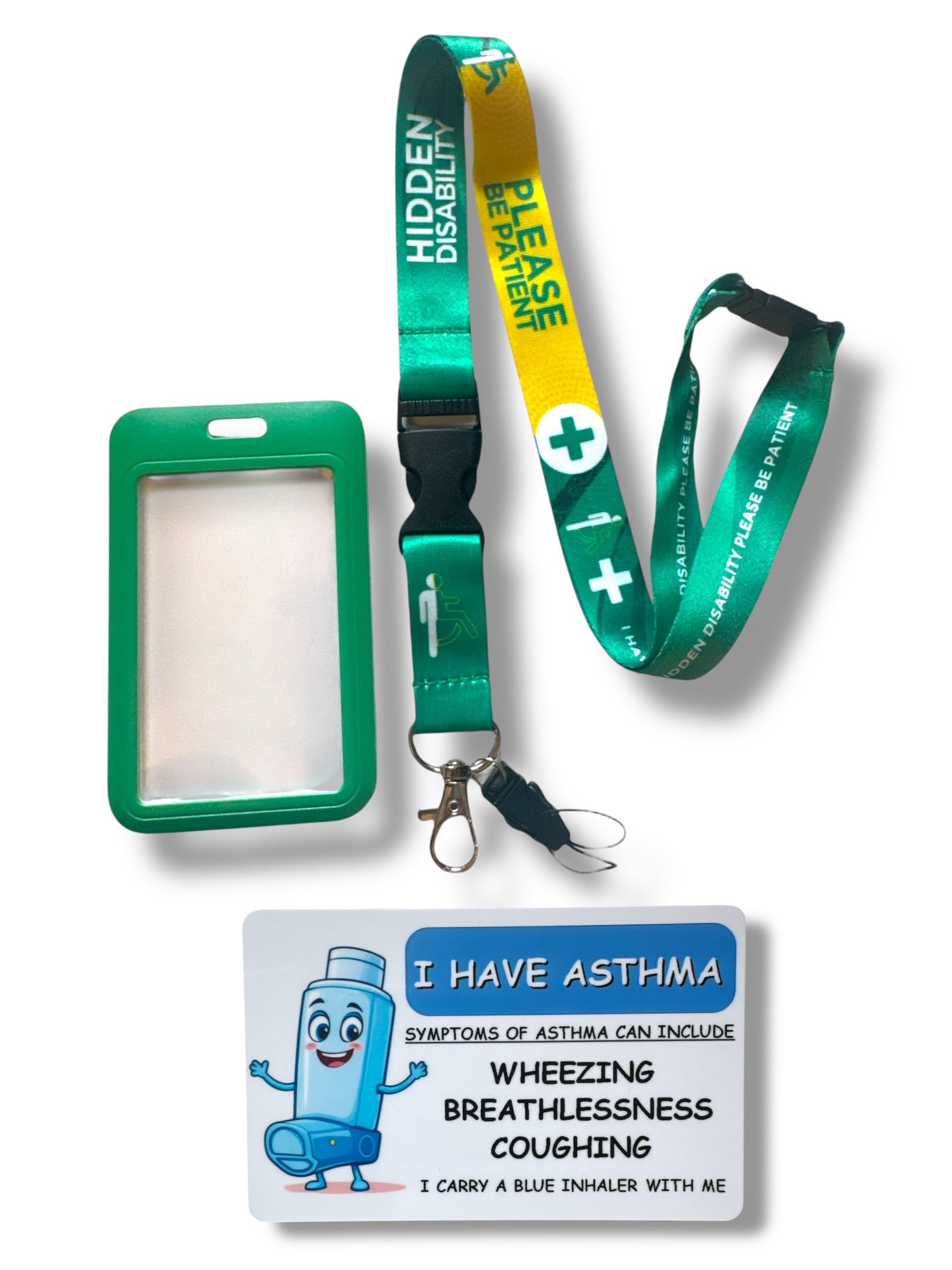 Hidden Disability Lanyard with Enclosed Hidden Disability Card Holder & Disability Awareness Card (Asthma Child)