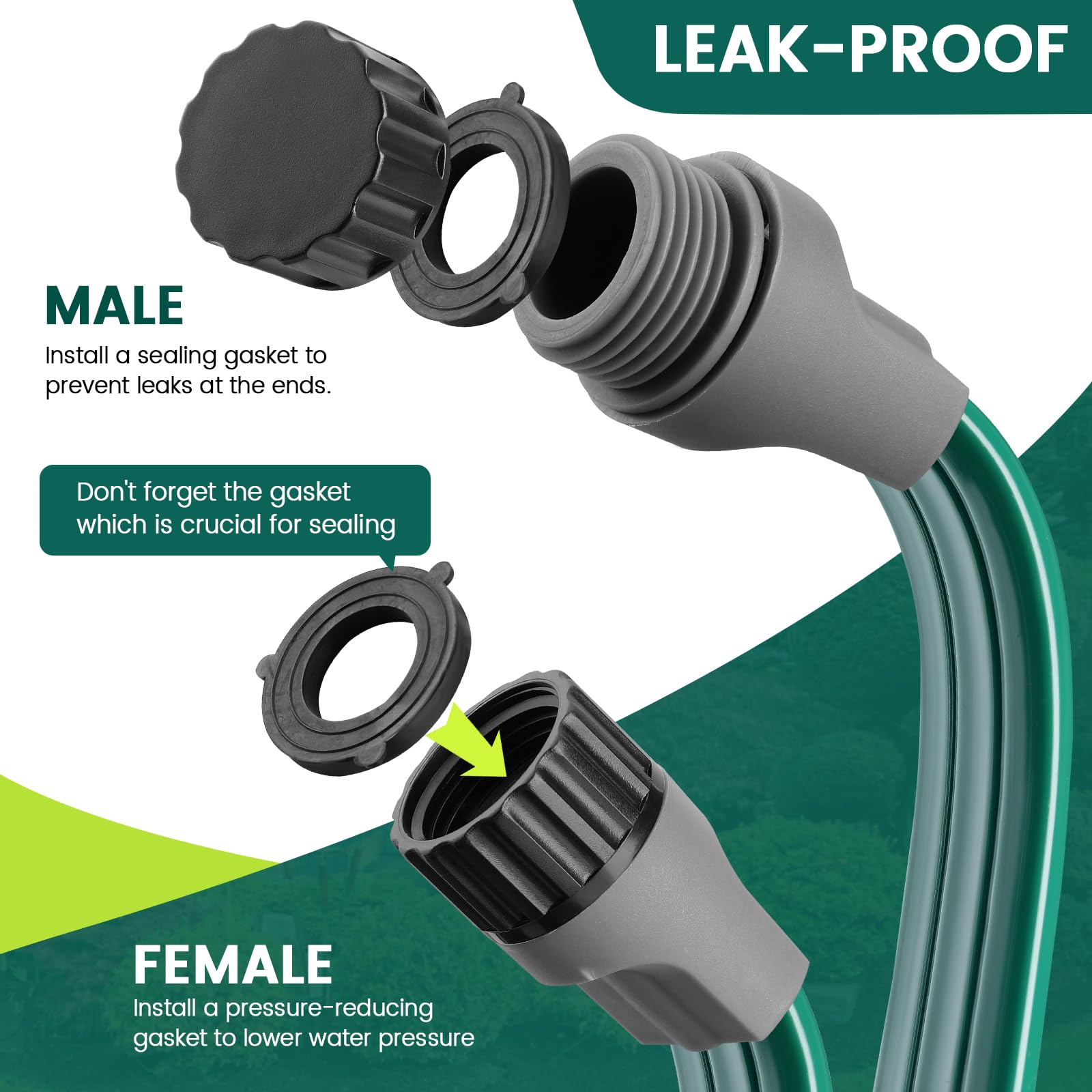 Passionbility Soaker - Manguera de riego flexible de 75 pies, manguera de riego por goteo de jardín, manguera de riego flexible de alta eficiencia, ahorro de agua con estacas