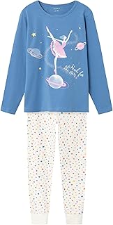 طقم نوم بتصميم باليرينا بأكمام طويلة للبنات من نيم ات، لون ريفيرا