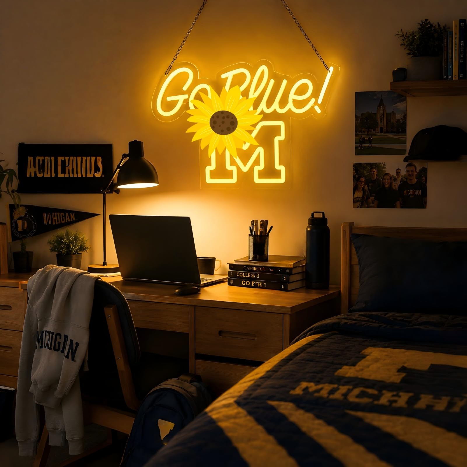 Go Blue Neon Sign Vibrant LED Wall Art per i fan dell'università per il giorno del gioco, la grotta dell'uomo, decorazione per dormitorio e bar, regalo per studenti e studenti