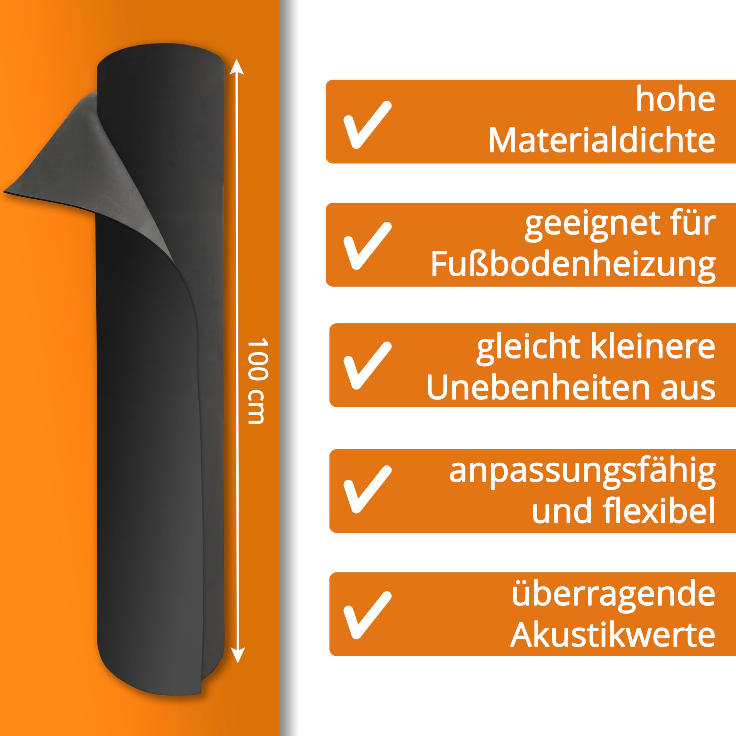 uficell Multisound Akustik Trittschalldämmung für Parkett- und Laminatböden - Trittschallverbesserung ca. 21 dB (2 mm Stärke, 15 m² | 1 Rolle)