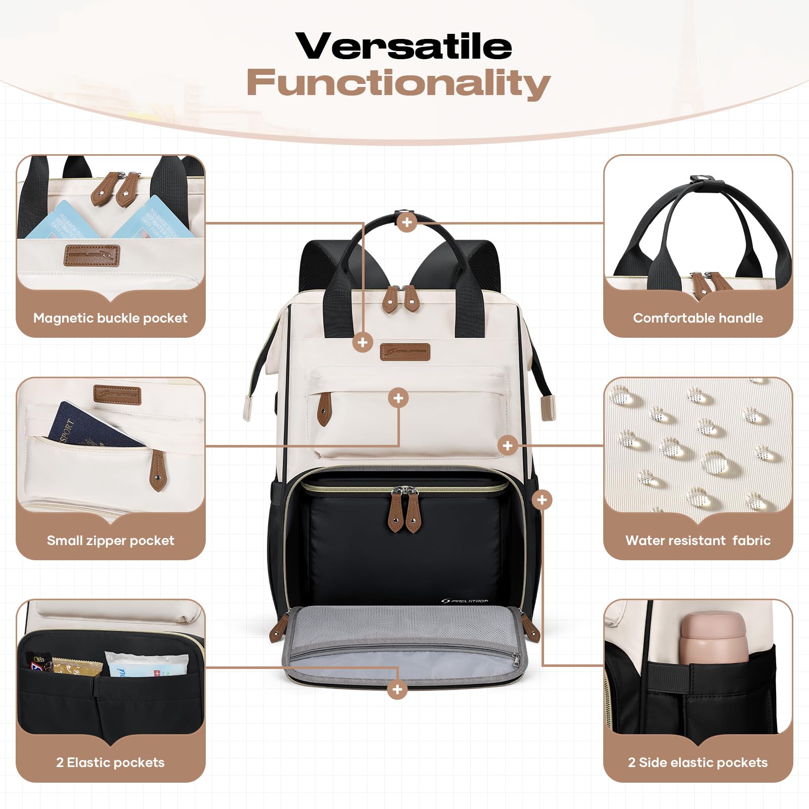 Maelstrom Zaino da viaggio con portapranzo (nero-beige)