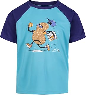 Boys' Short Sleeve Shirt, Crewneck, Lightweight and Breathable, Blue Surf Base, 5