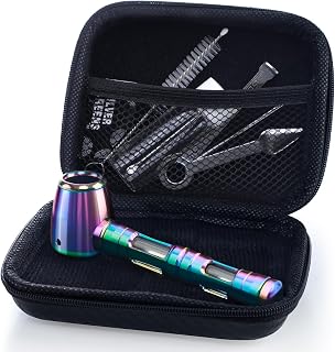 SPIPER Metal Tobacco Pipe Set - Compact Portable Kit with Mini Glass Jar, Cleaning Tool & Pouch