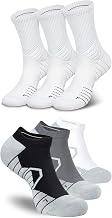 Hylaea 6 Pairs Running Socks for Men, Coolmax Anti-Blister Cushion Socks for Athletic, Padded Moisture Wicking & Seamless Size XL White & Black Grey White