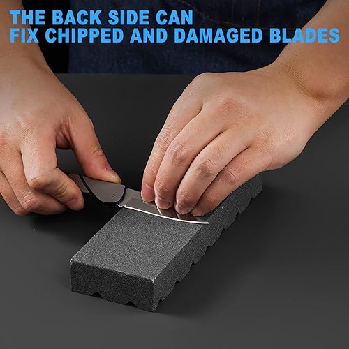 Miniatura 5 de Angerstone Juego de piedras de aplanamiento grueso y fino de doble grano, dos piedras de afilar, fijador de piedra de afilar con ranuras para volver