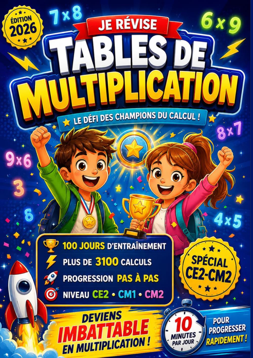 Je révise TABLES DE MULTIPLICATION CE2 - CM1 – CM2 100 JOURS d’exercices + de 3100 opérations à effectuer: cahier de calcul pour apprendre les tables de multiplication