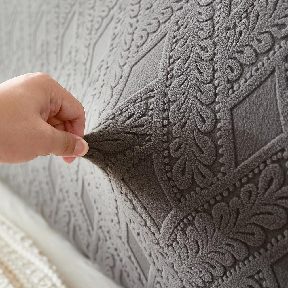 Headboard Covers Bed Headboard Slipcovers Stretch Solid Color Headboard Protector Headboard Slipcovers for Single Double King Size beds Dark Gray Vine 120cm