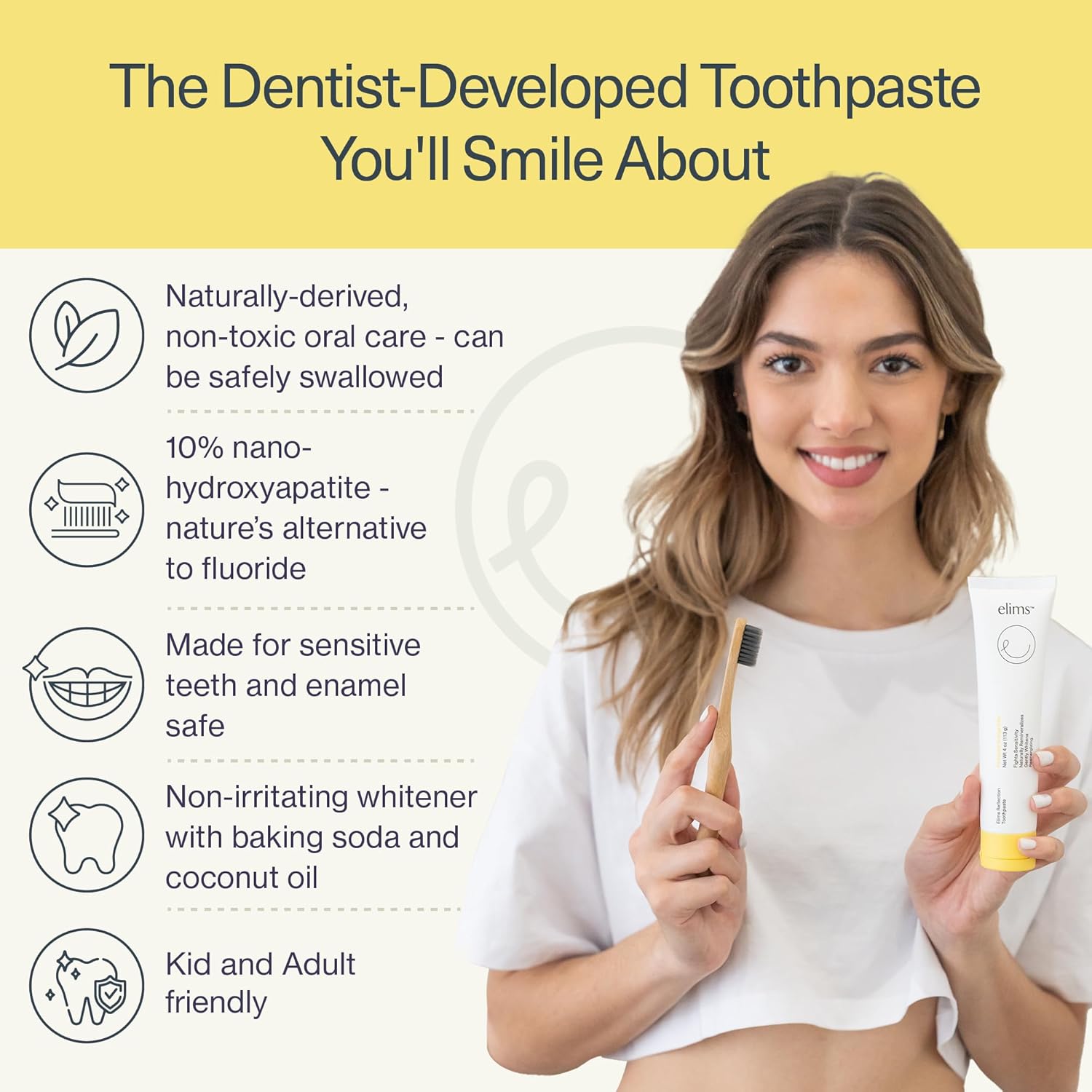 ELIMS Reflection Toothpaste 2 Pack - Lavender Vanilla Mint & Pineapple Orange Mint Flavor - Natural Toothpaste for Whitening & Sensitive Teeth - Nano-Hydroxyapatite & Xylitol - Fluoride Free - 2 x 4oz