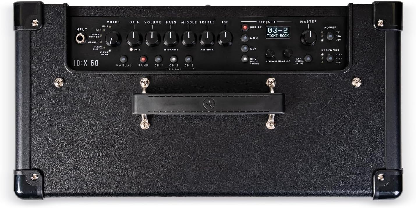 สูงสุด view of Blackstar ID:X-50 amplifier front panel controls