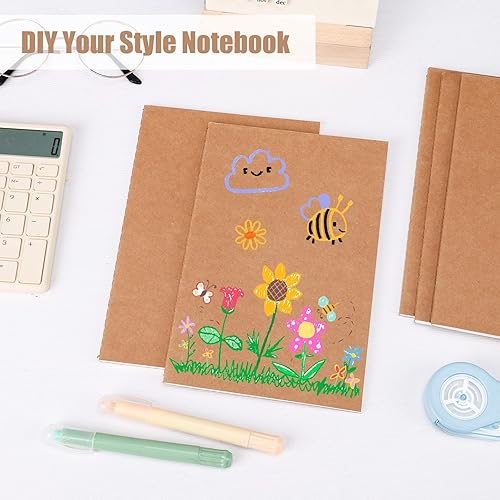 Miniatura 6 de EOOUT Paquete de 24 cuadernos de papel kraft en blanco, cuadernos A5 a granel, cuadernos de bocetos de papel sin forro, 8.3 x 5.5 pulgadas, 60