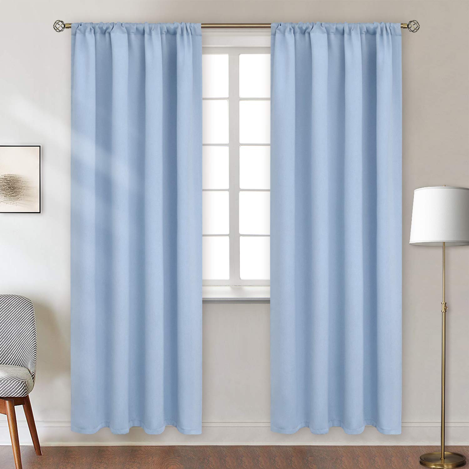 BGment Rod Pocket Room Darkening Curtains for Bedroom - Thermal Insulated Blackout Window Curtain for Living Room, 42 x 84 Inch, 2 Panels, Baby Blue