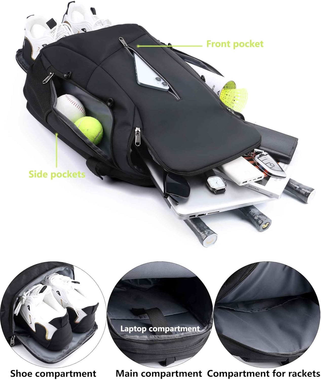 Baseball Backpack Sports Bag for Baseball, Softball, Basketball, Tennis Bag with Shoe Compartment Hook Waterproof