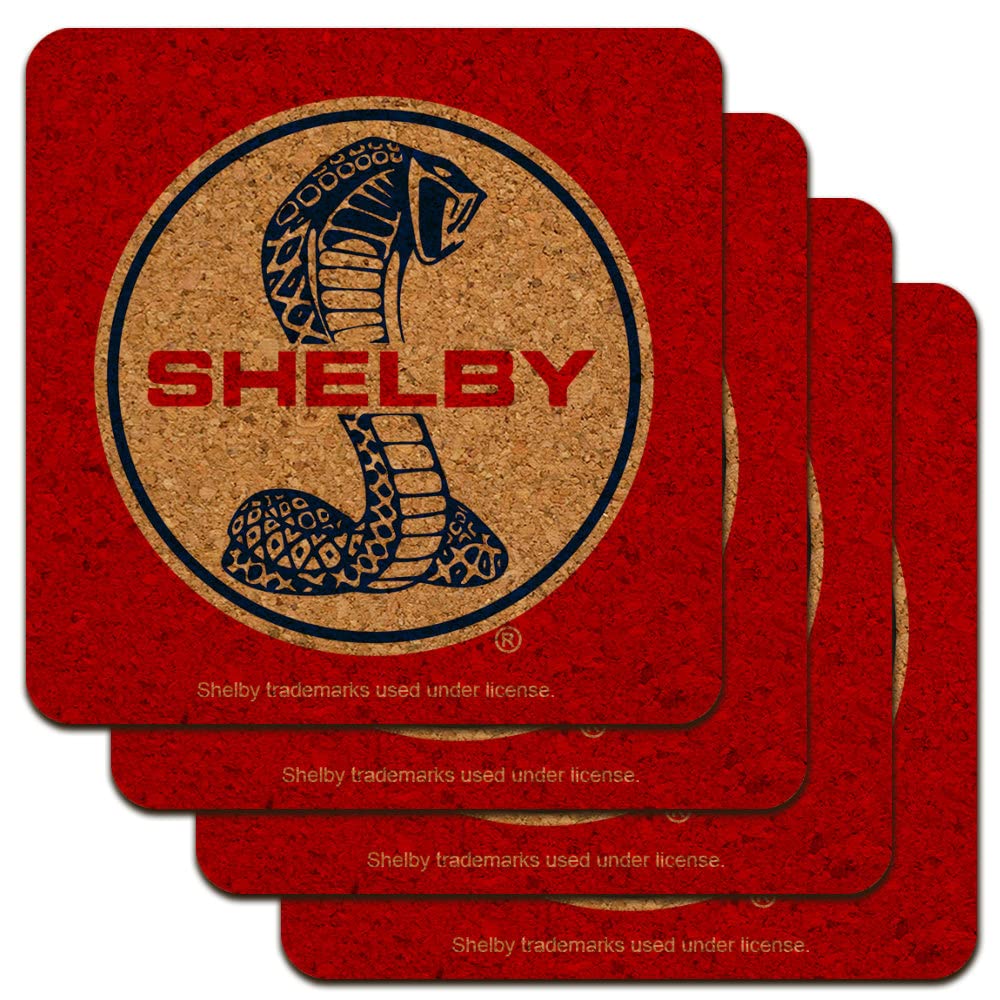 Shelby Cobra Patriotic Logo Low Profile Novelty Cork Coaster Set