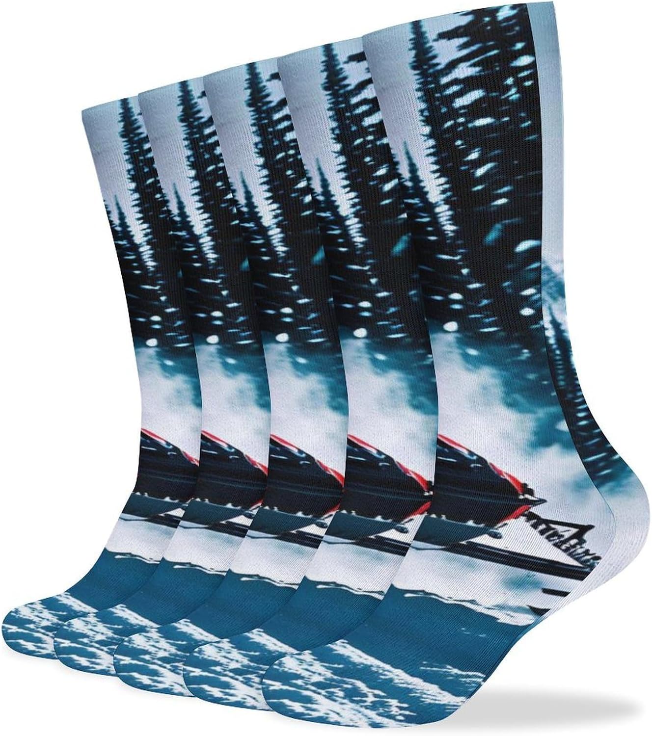 5-Pack Knee High Socks, 15.7 Inch Breathable Casual Socks Cool Snowmobile Stockings for Men Women