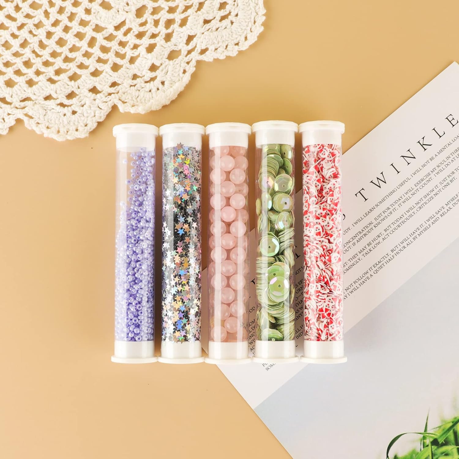 Briartw 10 PCS Transparent Clear Embellishment Plastic Empty Storage Tubes Bead Container Bottles Organizers Boxes with 2 Haed Lid for Scrapbooking Craft Diamond Painting DIY Supplies