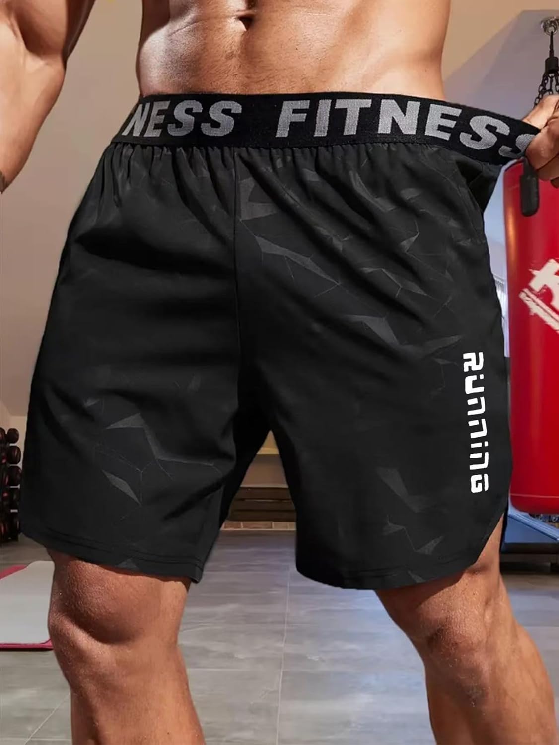 Mens Workout Running Shorts,with Elastic Waistband and Side Pockets,Athletic Gym Training Shorts Activewear
