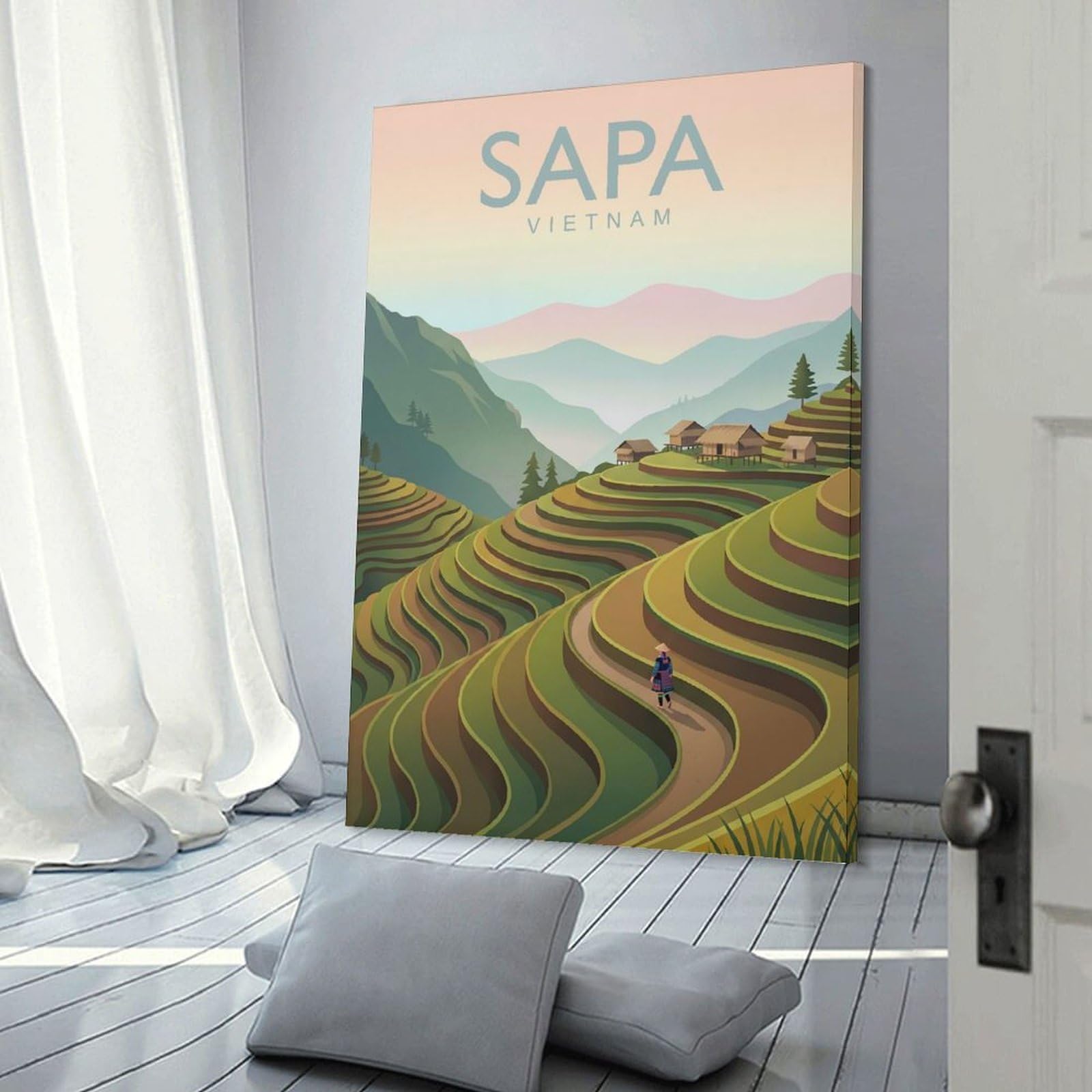 Junmoney Wall Art Print Sapa Vietnam Rice Terraces, 12x18inch(30x45cm), for Bedrooms, Workspaces And Everyday Interiors, Stylish Home Artwork for Focal Walls