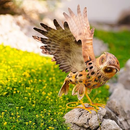 Miniatura 8 de HSHD Luces solares de animales al aire libre - Figura de gallo grande de 18.2 pulgadas, decoración de jardín con arte de metal para patio. Luz de