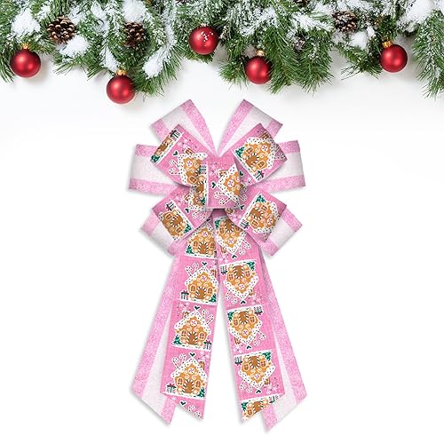 Miniatura 6 de Lazos grandes de Navidad para corona, lazos de corona de Navidad, lazos verdes a cuadros, lazos para decoración de árbol de casa de campo para