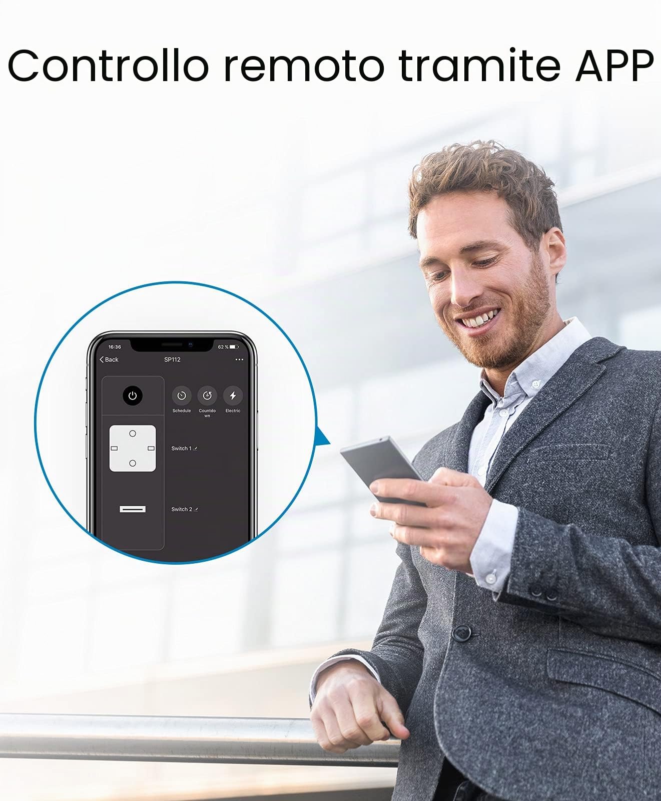 GHome Smart Presa WiFi Con 2 USB E Misurazione Consumi, 16A, 2 Pezzi | Controllo Tramite App, Compatibile Con Alexa E Google Home, Controllo Vocale, Programma E Timer, WiFi 2,4 GHz