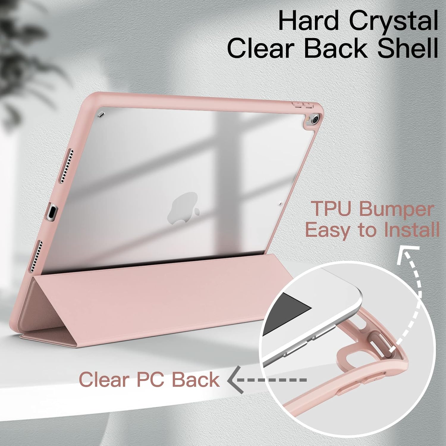 JETech Case for iPad Pro 10.5-Inch and iPad Air 3 (10.5-Inch 2019, 3rd Generation) with Pencil Holder, Clear Transparent Back Shell Slim Stand Shockproof Tablet Cover (Rose Gold)