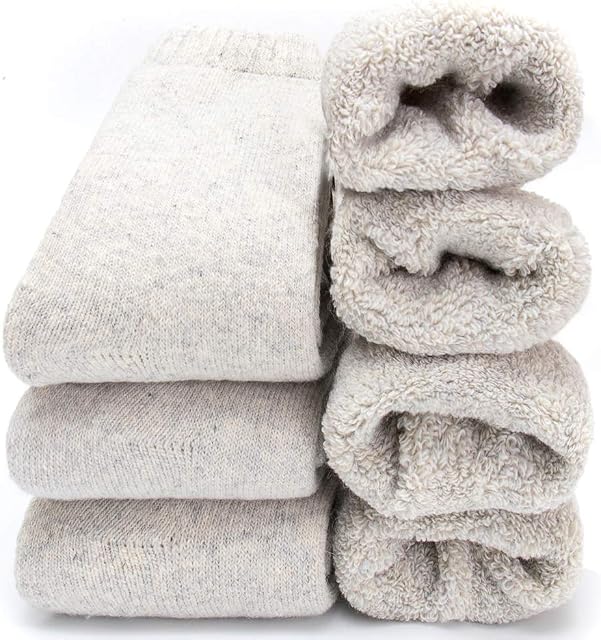 Yoicy Merino Wool Socks For Men,Think Winter Warm Soft Thermal Breathable Heavy Casual Crew Socks for Cold Weather,UK 6-11