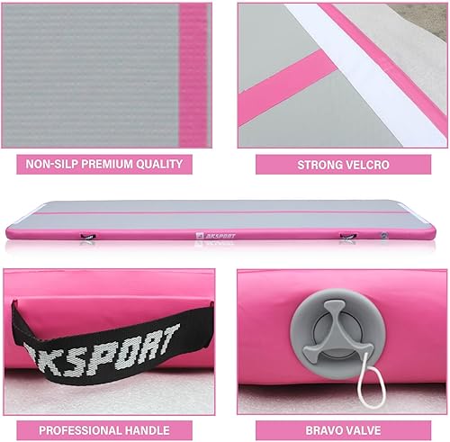 Miniatura 3 de AKSPORT Colchoneta inflable de gimnasia de 10, 13, 16 y 20 pies, con bomba de aire, para uso doméstico, gimnasio, entrenamiento, animadoras, yoga