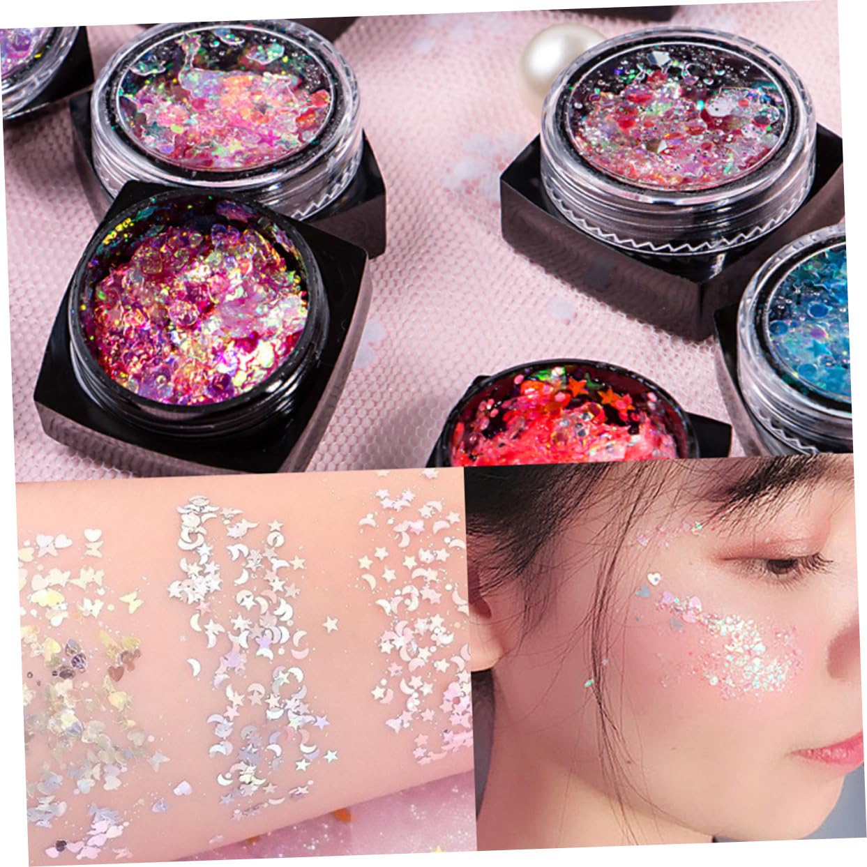 DOITOOL Set Da 3 Pezzi Per Il Trucco Con Paillettes 12 Colori Gel Per Il Corpo Con Paillettes Gel Per Il Viso Unghie Glitter Illuminante Per Feste Uso Quotidiano
