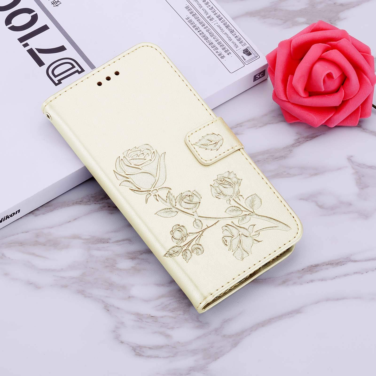 Cover Con Supporto Stand HAOYE Cover Per OPPO A78 5G Cover, Custodia Chiusura Magnetica Flip Case Stile, Pelle PU/TPU Mandala Sbalzato Con Supporto Di Stand/Carte Slot. Oro Rosa Custodia OPPO A17