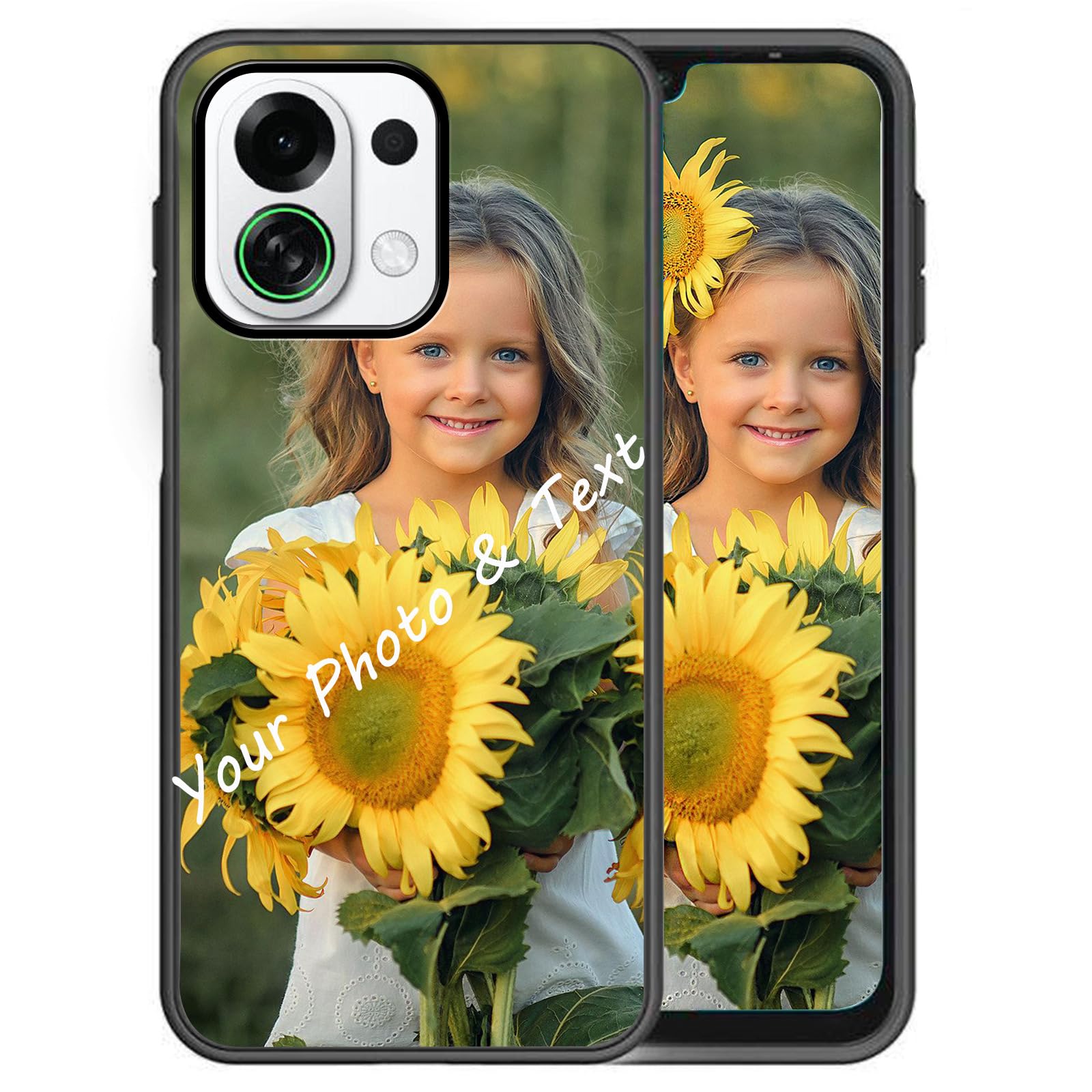 Personalized Phone Case for Oppo F21 Pro,Custom Picture Image Name on Silicone Cover,Black Shockproof TPU Case,Customized Bumper Phone Case -TU1