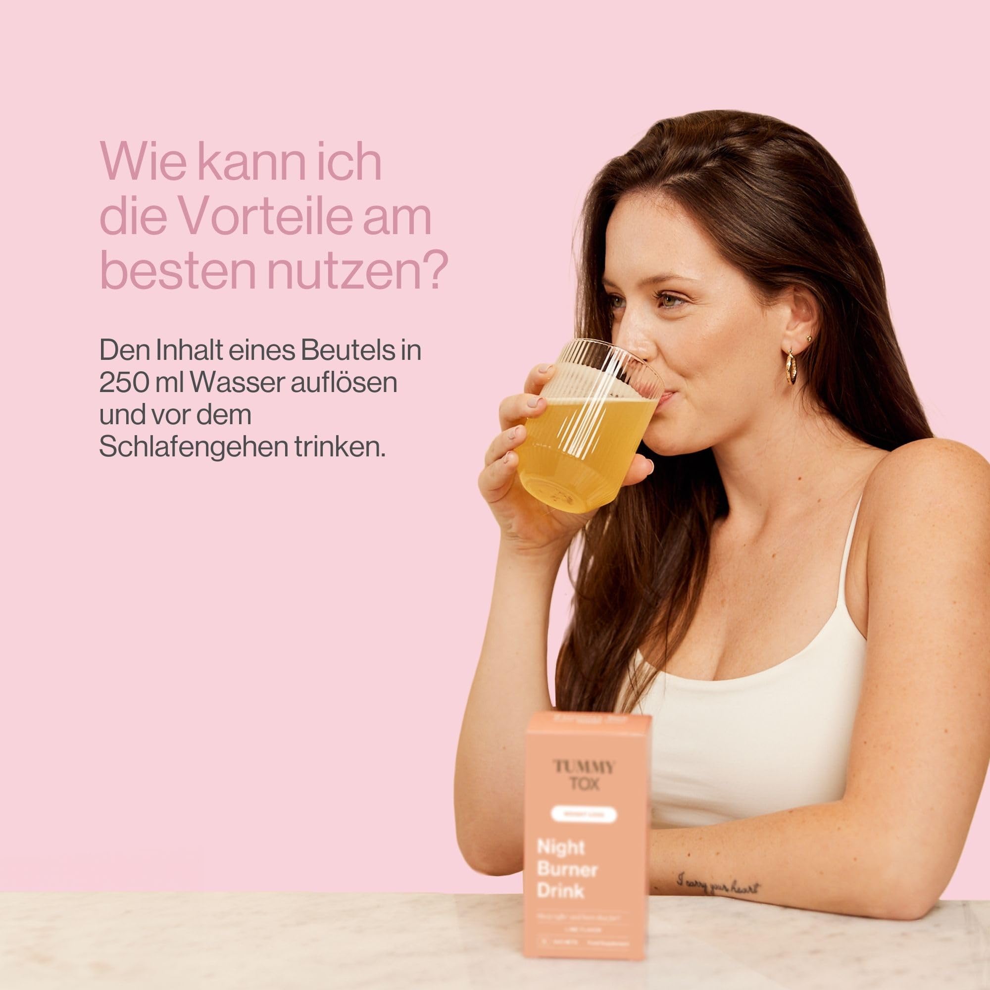 Night Burner Drink - Cholin, Zitronenmelisse, Inulin, Vitamin C, Vitamin B, Garcinia Cambogia, Johannisbrot - 30 Beutel für 30 Tage mit Gratis-E-Book - TummyTox
