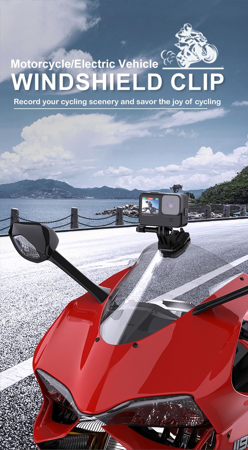 Motocyklowy uchwyt na przednią szybę do GoPro Hero 13 12 11 do Insta360 X5 X4 X4 Air Ace Pro 2 do DJI Action 6 5 4 3 Pocket 3 SJ Cam złącze telefonu komórkowego akcesoria do kamery sportowej