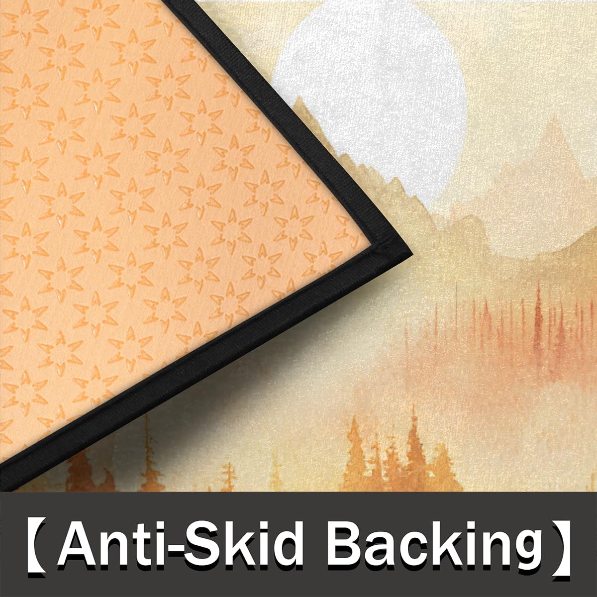 Half Round Door Mat Forest Fall Mountain Non Slip Absorbent Semi Circle Area Rugs Washable Half Moon Floor Mats for Indoor Outdoor Patio Kitchen Bathroom Entryway Fireplace Home Carpet Decor