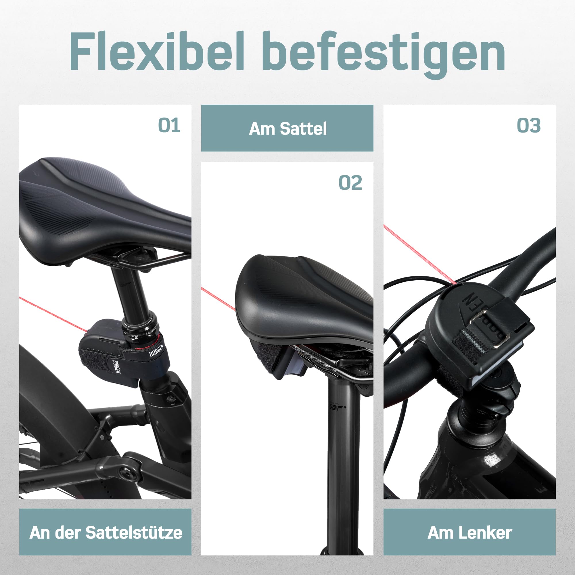Borgen Fahrrad Abschleppseil für Kinder und Erwachsene - Sicheres und Schnelles An- und Abkoppeln - passend für alle Lenker - Zuglast bis 120 kg - Ziehhilfe Seilzug, Follow me Fahrradseil