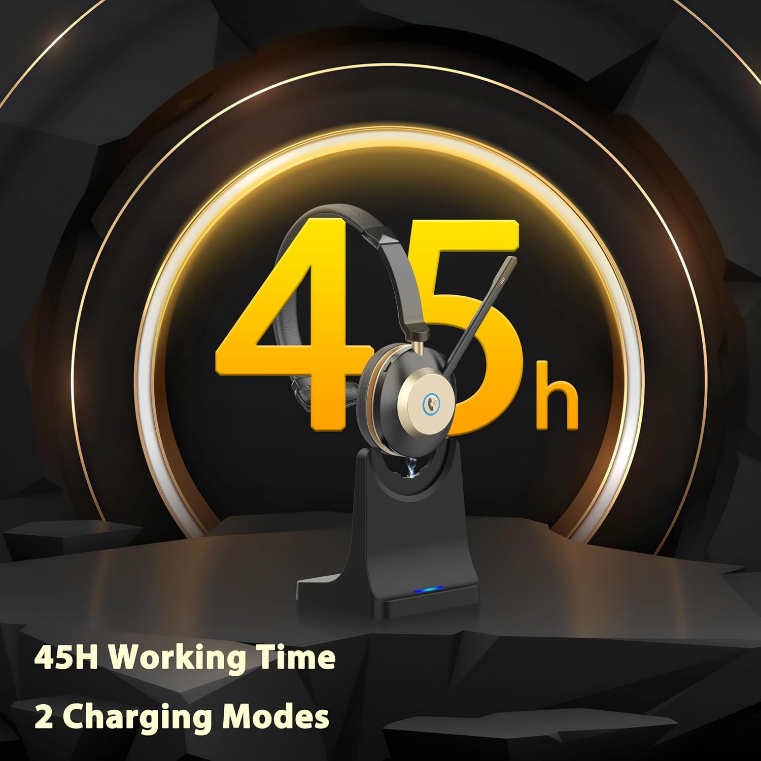 Earbay Wireless Headset with Mic for Work – Bluetooth Headphones with Noise Canceling & Mute, USB Dongle, Charging Base, 45H Battery, Trucker Bluetooth Headset for PC/Laptop/Phone/Teams/Zoom 5 71nt2WMMZVL. AC SL1500