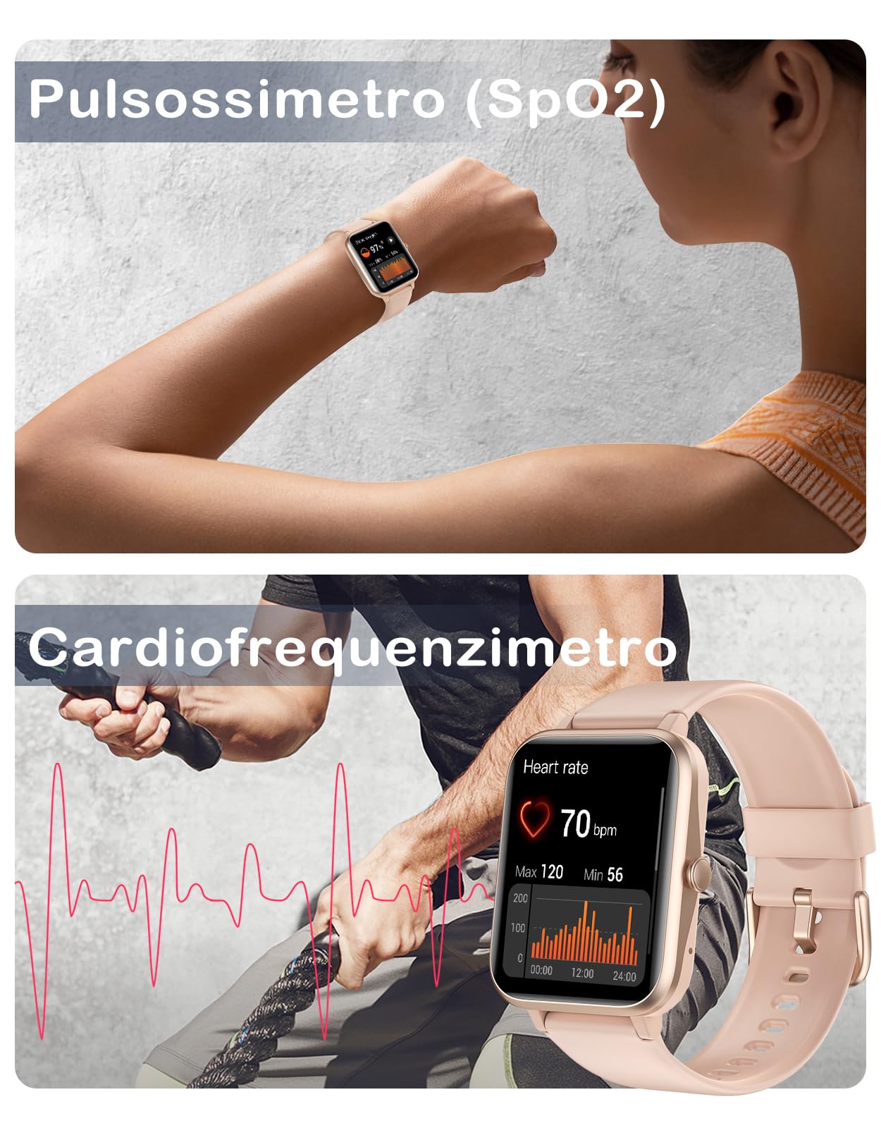 GRV Smartwatch Donna Chiamate e Risposta Orologio Fitness Contapassi Cardiofrequenzimetro da Polso Saturimetro Conta Calorie per Android iOS Ciclo Mestruale Notifiche 100 Modalità Sportivo Rosa