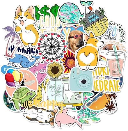 Amazon 50枚セット 防水 ステッカー かわいいスーツケースステッカーパック スノーボードステッカー 防水紙 ステッカー 子供用 ステッカーデカールビニールラップトップ ノートパソコン ギター 車 電話 バイク 自転車 Luggages 水筒 カップ ヘルメット
