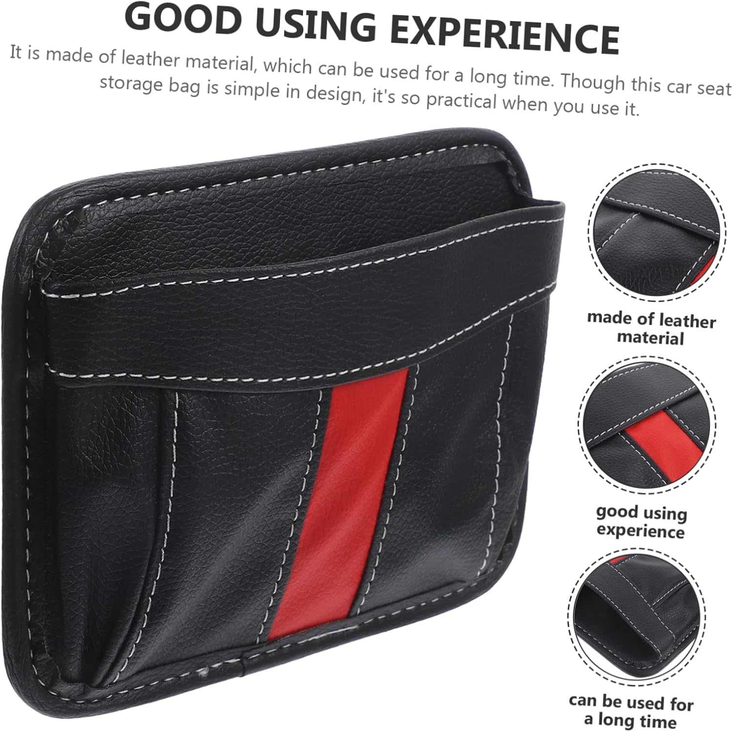 PU Car Seat Gap Storage Bag Sticky Leather Seat Organizer for Car Convenient Storage Solution for Mobile Phone Wallet and Glasses