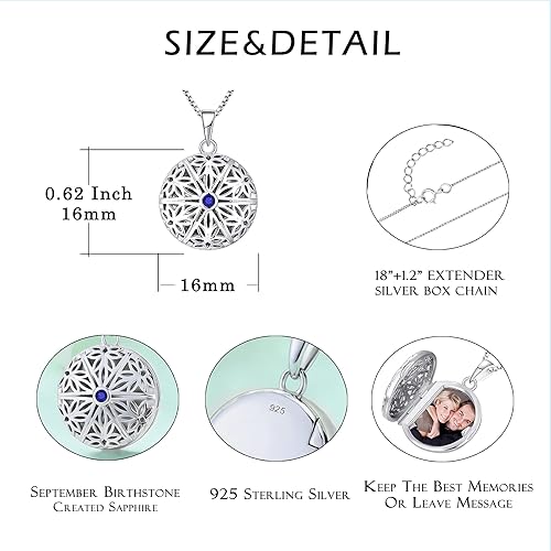 Miniatura 5 de FJ Medallón de plata de ley 925 con colgante de plata de ley y forma redonda vintage con circonita cúbica cadena de 180in para mujeres y mujeres