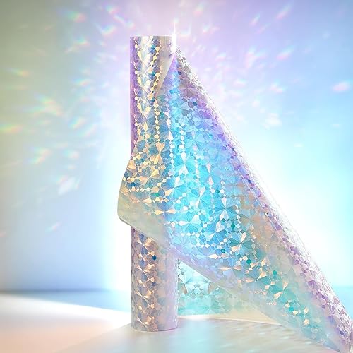 Miniatura 10 de Windimiley Película de privacidad para ventana, película de vidrieras con control de calor UV, esmerilado arco iris, película decorativa de baño