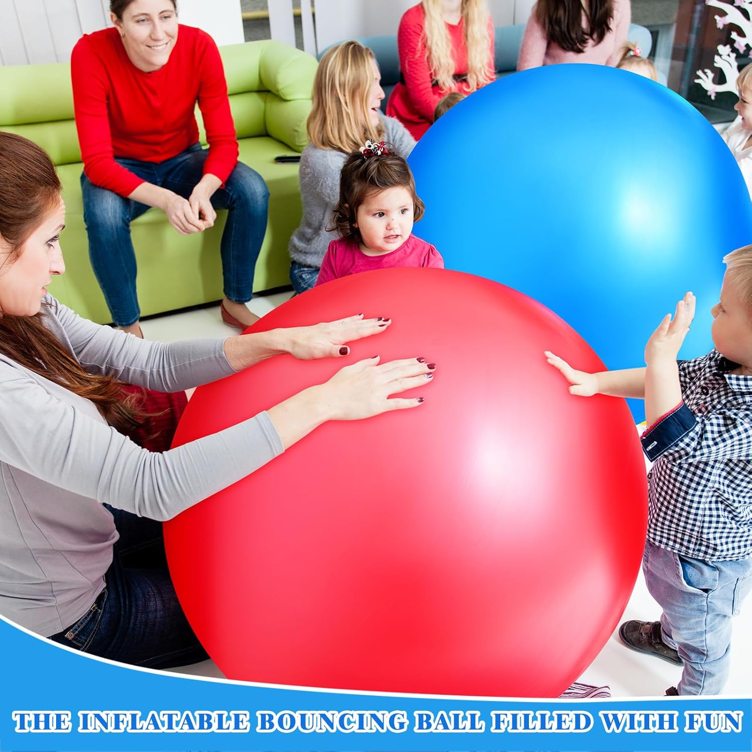 Jenaai 4 Pcs 30 Inch Big Bounce Ball Large Rubber Ball Giant Inflatable Kickball Outdoor Exercise Jumping Hopping for Outdoor Activity Game Sports Party