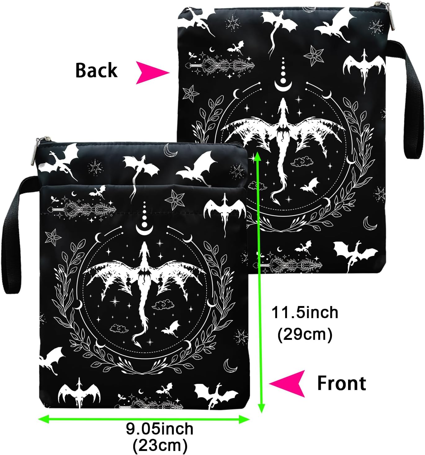 Romantasy Dark Academia Dragons Book Sleeve, Fantasy Novel Reader Gift, Bookish Gifts, Book Inspired Gift, Paperback Book Protector Book Cover Dragons Lovers Book Gifts (Dragons Book Pouch-Black) - Image 6